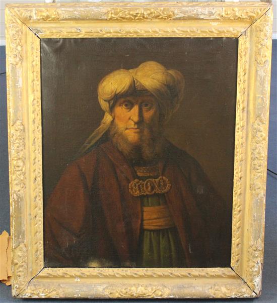Early 19th century English School Portrait of a Turkish gentleman, 30 x 25in.